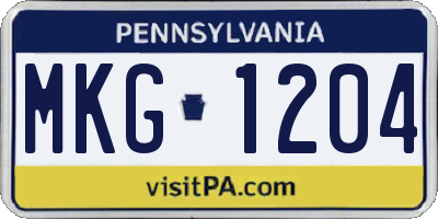 PA license plate MKG1204