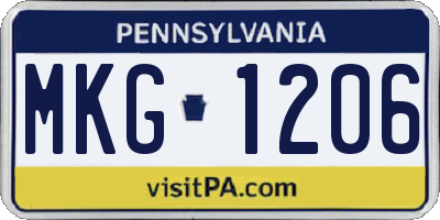 PA license plate MKG1206