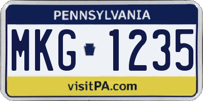 PA license plate MKG1235