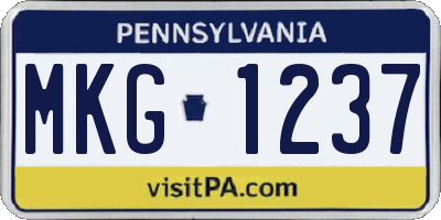 PA license plate MKG1237
