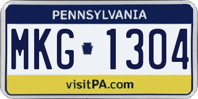 PA license plate MKG1304