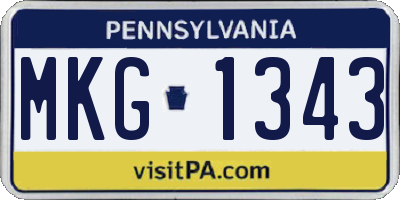 PA license plate MKG1343