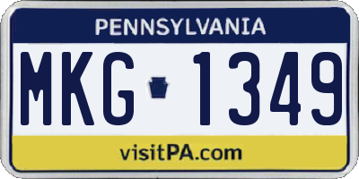 PA license plate MKG1349