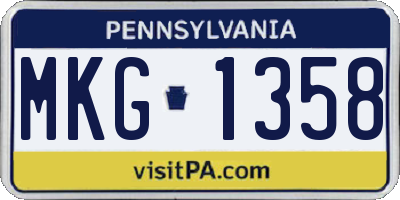 PA license plate MKG1358