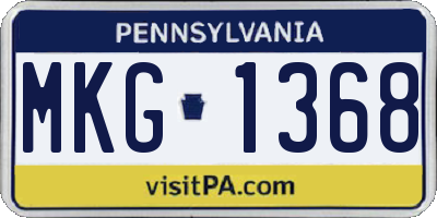 PA license plate MKG1368