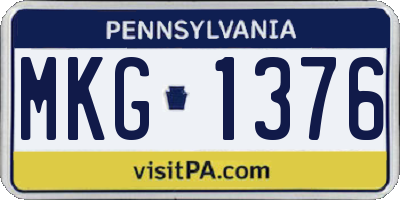 PA license plate MKG1376