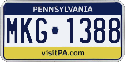 PA license plate MKG1388