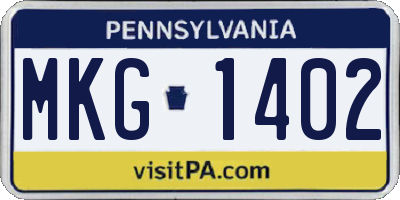 PA license plate MKG1402