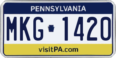 PA license plate MKG1420
