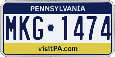 PA license plate MKG1474