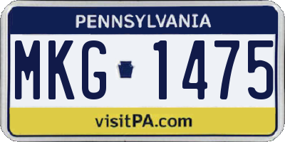 PA license plate MKG1475