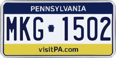 PA license plate MKG1502