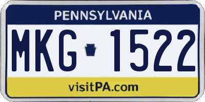 PA license plate MKG1522