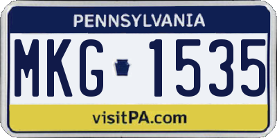 PA license plate MKG1535