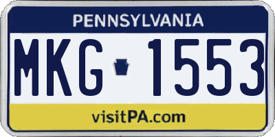 PA license plate MKG1553