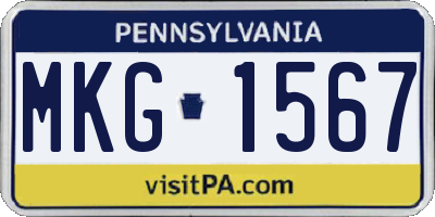 PA license plate MKG1567