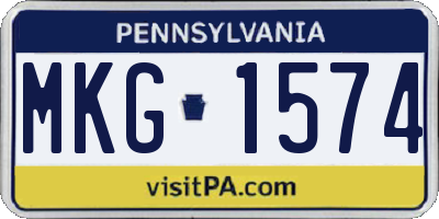 PA license plate MKG1574