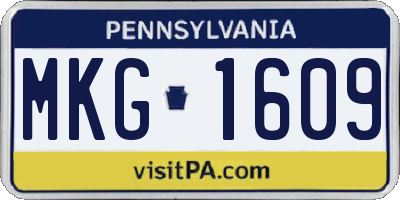 PA license plate MKG1609