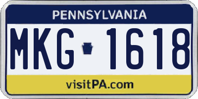 PA license plate MKG1618