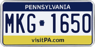 PA license plate MKG1650
