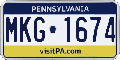 PA license plate MKG1674