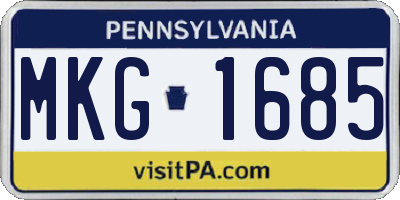 PA license plate MKG1685