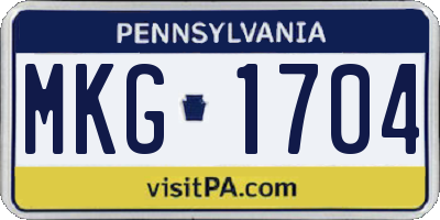 PA license plate MKG1704