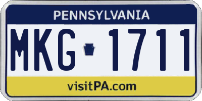 PA license plate MKG1711