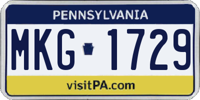 PA license plate MKG1729