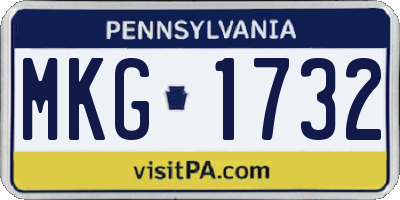 PA license plate MKG1732
