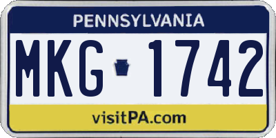 PA license plate MKG1742