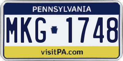 PA license plate MKG1748