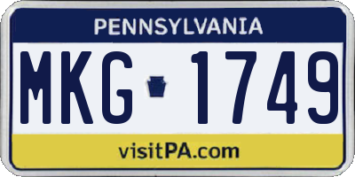 PA license plate MKG1749