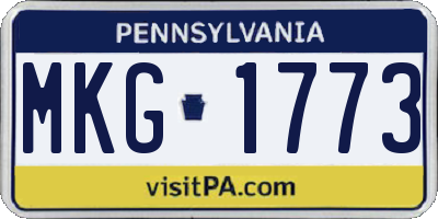 PA license plate MKG1773