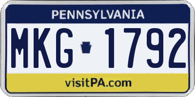 PA license plate MKG1792