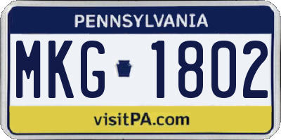 PA license plate MKG1802
