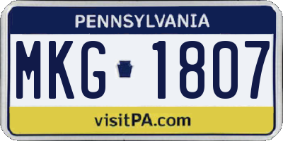 PA license plate MKG1807