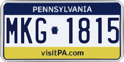 PA license plate MKG1815