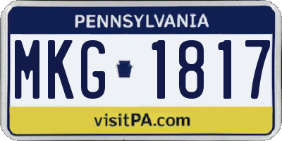 PA license plate MKG1817