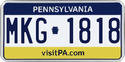PA license plate MKG1818