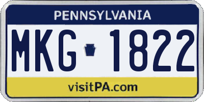 PA license plate MKG1822