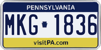 PA license plate MKG1836