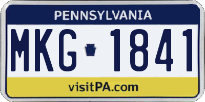 PA license plate MKG1841