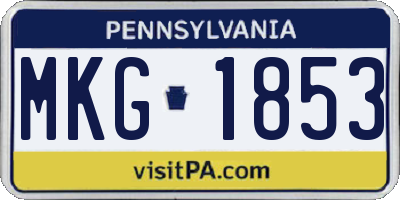PA license plate MKG1853