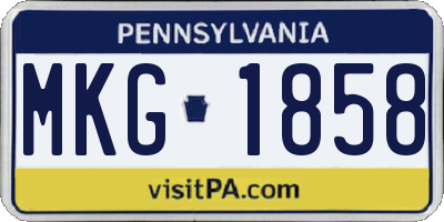 PA license plate MKG1858