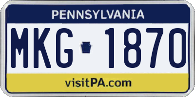 PA license plate MKG1870