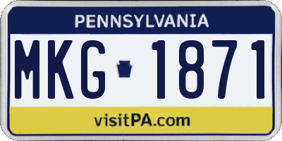 PA license plate MKG1871