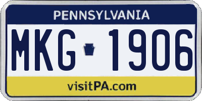 PA license plate MKG1906