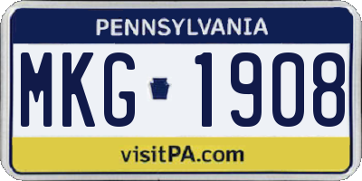 PA license plate MKG1908