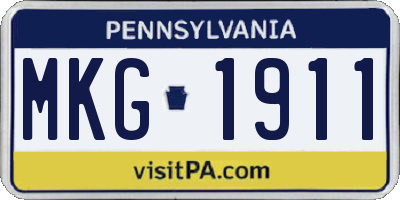PA license plate MKG1911